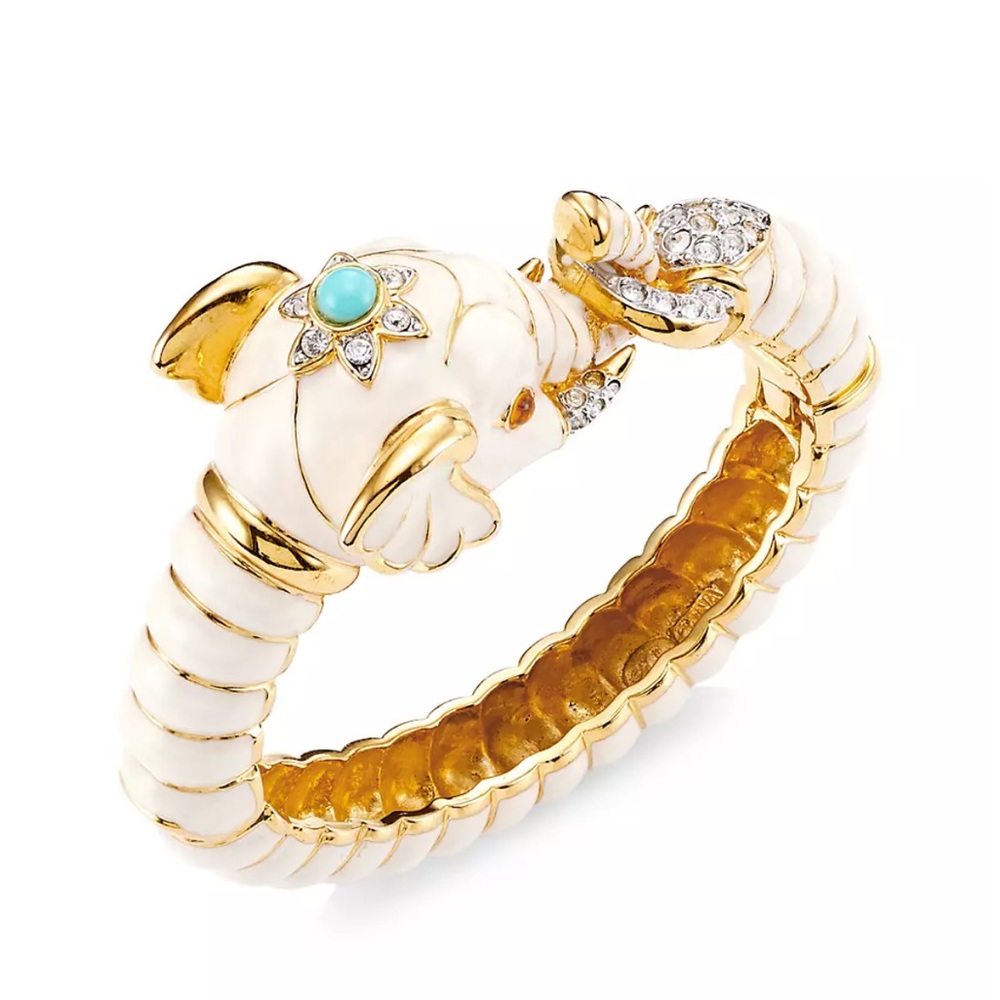 Authentic Kenneth Jay Lane White elephant bangle bracelet in excellent condition